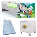 Pat tineret Tom si  Jerry -saltea si noptiera cadou