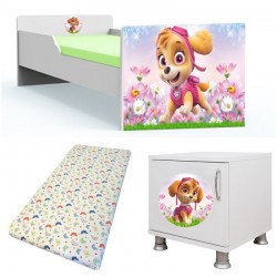 Pat tineret Paw patrol fetite -saltea si noptiera cadou
