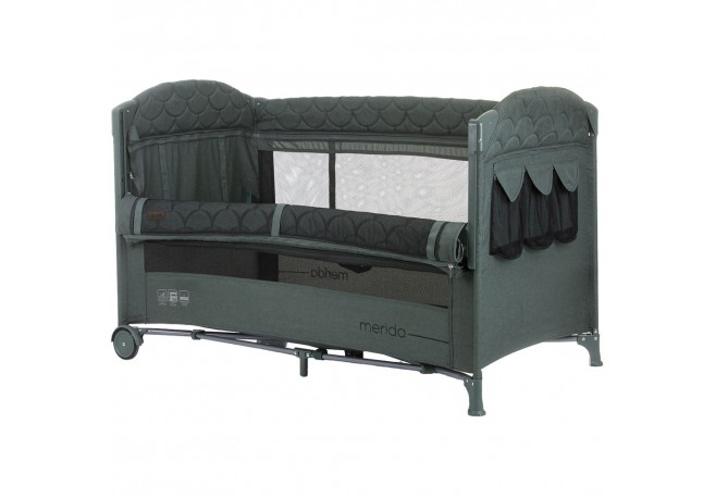 Patut pliabil Chipolino Merida aloe linen cu laterala culisanta