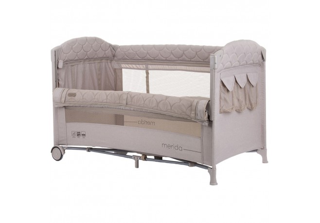 Patut pliabil Chipolino Merida sand linen cu laterala culisanta