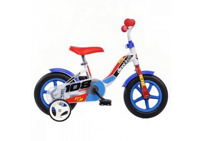 Bicicleta copii Dino Bikes 10 108 Sport alb si albastru