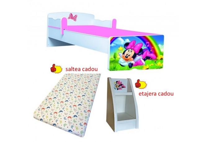 Pat copii Minnie ,noptiera cu lumi9ni cadou