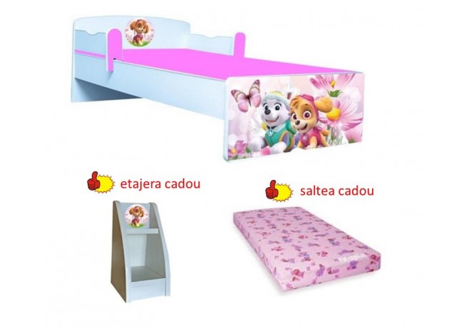Pat copii Paw patrol pink ,etajera cadou