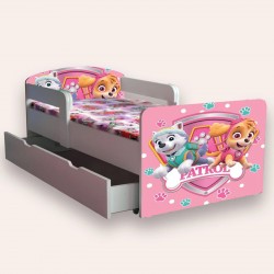 Pat pentru copii Paw Patrol ,roz-sertar
