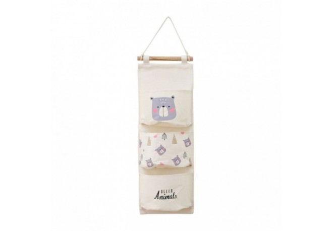 Organizator textil de perete cu 3 compartimente Ecotoys OR90WZ2 - Bej