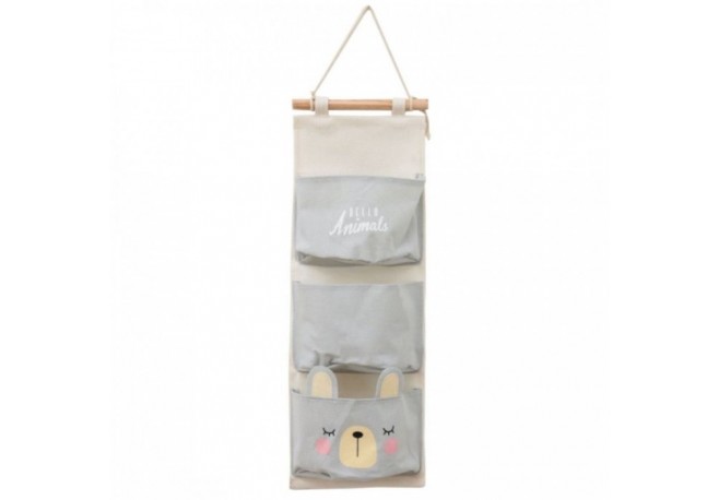 Organizator textil de perete cu 3 compartimente Ecotoys OR90WZ1 - Gri