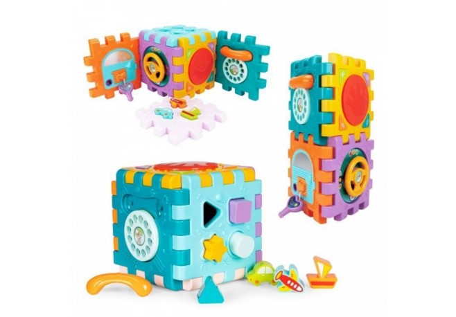 Cub interactiv 6 in 1 cu sunete si lumini Huanger HE0530