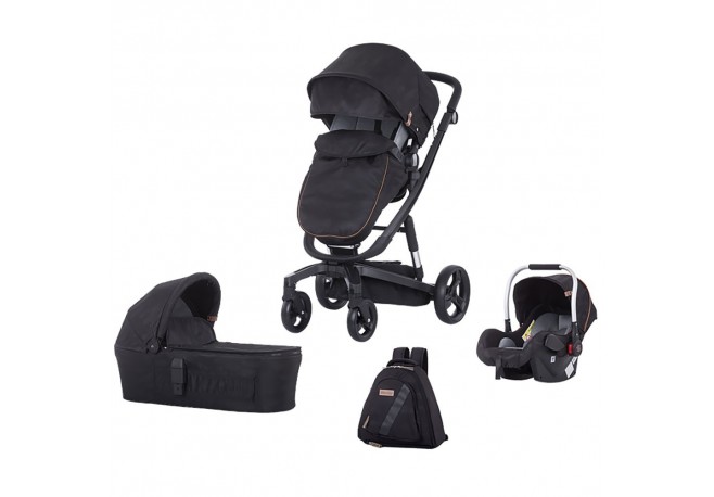 Carucior Chipolino Electra 3 in 1 negru cu cadru negru