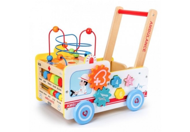 Antemergator educational din lemn ECOTOYS 2 in 1 Ambulanta HM015524