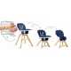 Scaun de masa 3 in 1 cu picioare din lemn 63 x 58 x 90 cm Ricokids Lilo 700201 - Bleumarin