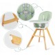 Scaun de masa 3 in 1 cu picioare din lemn 63 x 58 x 90 cm Ricokids Lilo 700202 - Verde