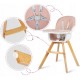 Scaun de masa 3 in 1 cu picioare din lemn 63 x 58 x 90 cm Ricokids Lilo 700203 - Roz