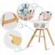 Scaun de masa 3 in 1 cu picioare din lemn 63 x 58 x 90 cm Ricokids Lilo 700204 - Multicolor