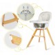 Scaun de masa 3 in 1 cu picioare din lemn 63 x 58 x 90 cm Ricokids Lilo 700200 - Bej