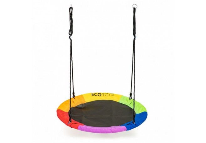 Leagan pentru copii rotund tip cuib de barza suspendat 110 cm Ecotoys MIR6001 - Multicolor