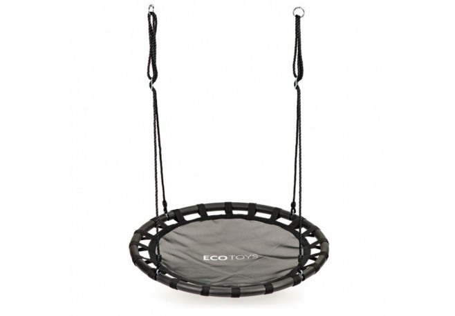 Leagan pentru copii rotund tip cuib de barza suspendat 100 cm Ecotoys MIR6300 - Negru