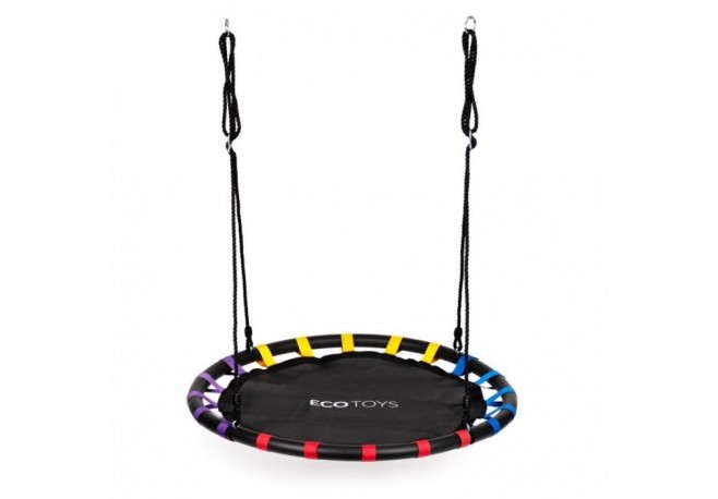 Leagan pentru copii rotund tip cuib de barza suspendat 100 cm Ecotoys MIR6300-1 - Negru