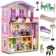 Casuta de papusi din lemn cu 3 etaje mobilier si lift Ricokids RC-807