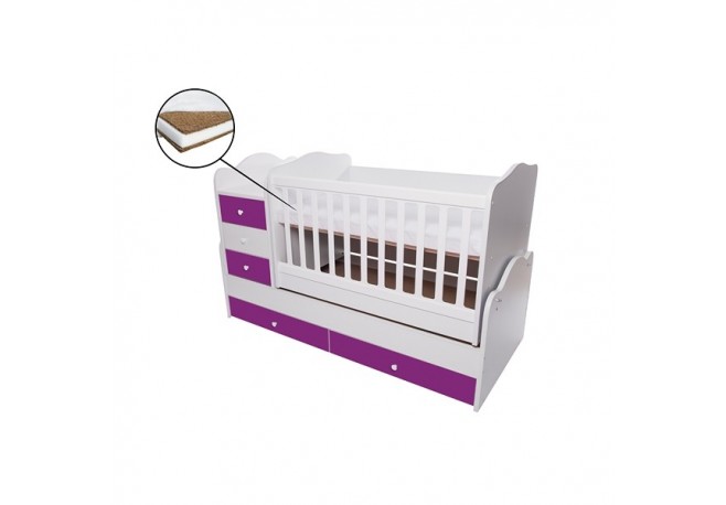 Patut transformabil VESSANTI Touring - Alb cu Violet