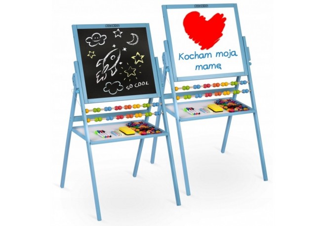 Tabla educationala cu doua fete si accesorii Ricokids RK-800 101 x 54 x 55 cm Albastru