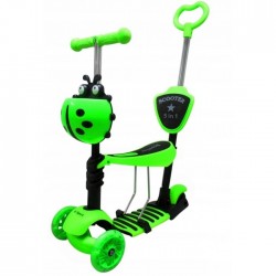 Trotineta 5 in 1 roti cu LED platforma antiderapanta JR R-Sport - Verde