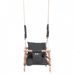 Leagan pentru copii 3 in 1 cu cadru din lemn cu perna moale Ecotoys 363620 - Gri