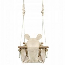 Leagan pentru copii cu cadru din lemn cu perna moale Ecotoys - Alb