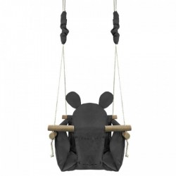 Leagan pentru copii cu cadru din lemn cu perna moale Ecotoys - Gri