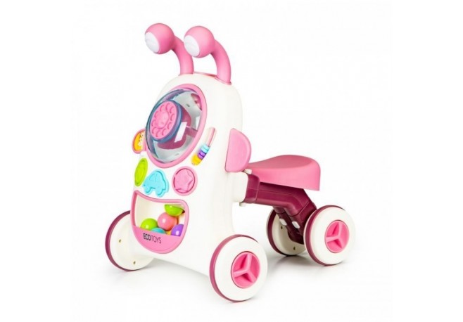 Antemergator interactiv 2 in 1 cu sezut lumini si sunete Ecotoys LC-V1336 - Roz