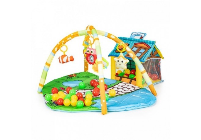 Salteluta de joaca pentru copii cu jucarii casuta si 30 de bile Ecotoys 518A-13