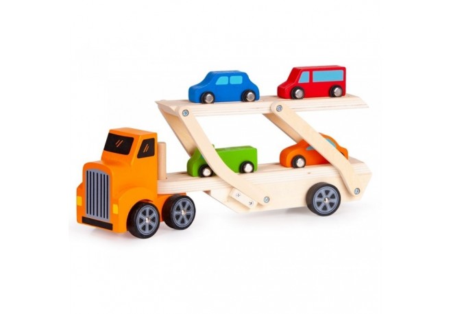 Camion de remorcare din lemn Lora + 4 masini Ecotoys 2243