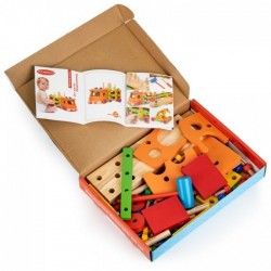 Masinuta cu blocuri din lemn 58 elemente Ecotoys MB197