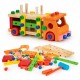 Masinuta cu blocuri din lemn 58 elemente Ecotoys MB197