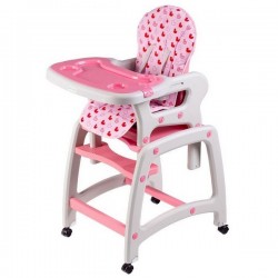 Scaun de masa multifunctional Ecotoys - Roz cu model