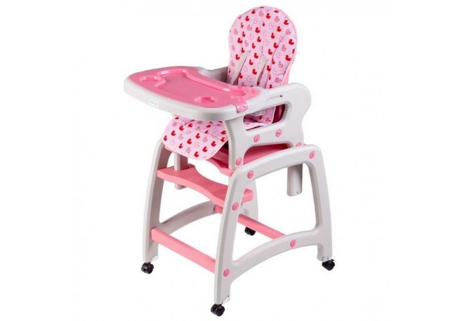Scaun de masa multifunctional Ecotoys - Roz cu model