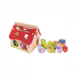 Casuta din lemn si cuburi 2044 Ecotoys