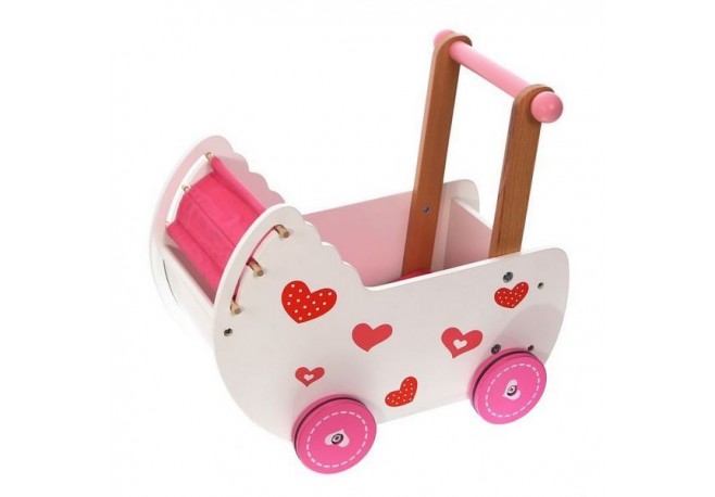 Carucior antemergator de papusi din lemn 2150 Ecotoys