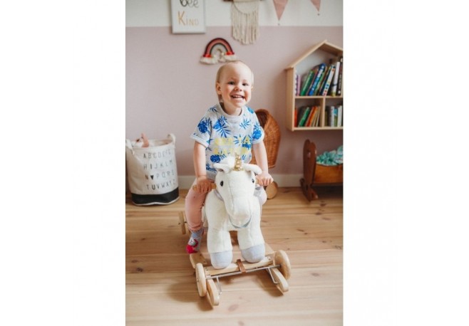 Balansoar de plus NEFERE Unicorn Alb cu roti