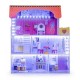 Casuta de papusi din lemn cu iluminare LED + set mobilier Ecotoys HM006395