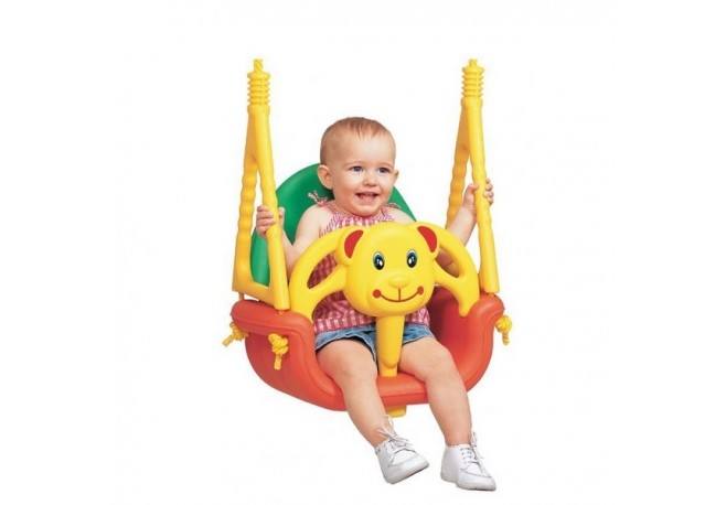 Leagan convertibil 3 in 1 Ecotoys - Portocaliu cu Verde