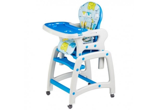 Scaun de masa multifunctional Ecotoys - Albastru cu elefant