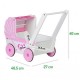 Carucior de papusi din lemn TT003 Ecotoys - Roz