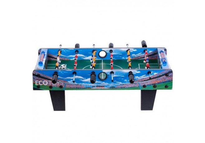 Masa de fotbal din lemn Ecotoys 70 x 36 x 24 cm - Albastru