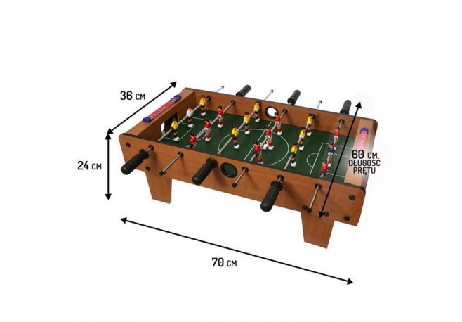 Masa de fotbal din lemn Ecotoys 70 x 36 x 24 cm - Nature