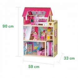 Casuta de basm zmeurica 4120 Ecotoys cu 2 papusi si lift
