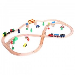 Linie de tren din lemn Ecotoys