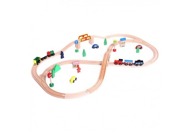 Linie de tren din lemn Ecotoys