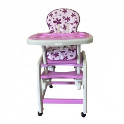 Scaun de masa multifunctional Ecotoys - Mov cu floricele
