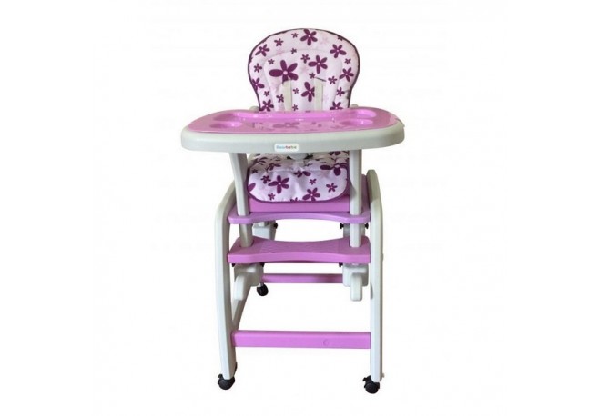 Scaun de masa multifunctional Ecotoys - Mov cu floricele