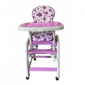 Scaun de masa multifunctional Ecotoys - Mov cu floricele